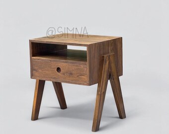 Mid-Century Teak Nightstand: (PJ)Jeanneret Inspired Bedside Table