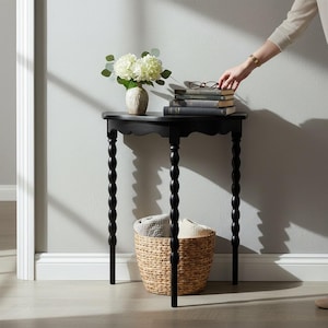 Solid teak moon shape,half round,entryway cansole handcrafted in India