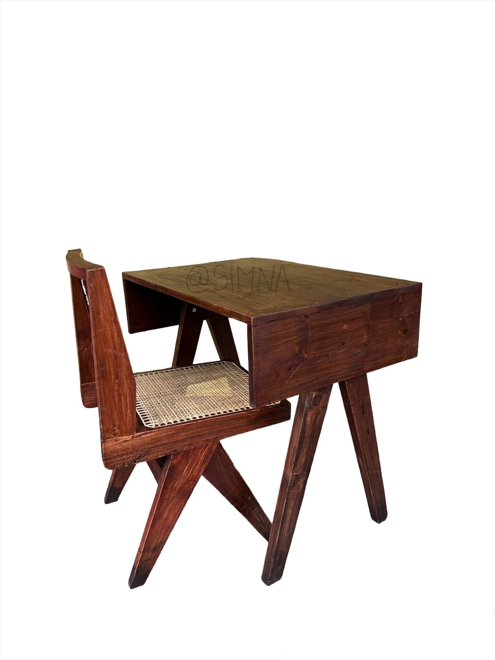 Pierre jeanneret solid teak Desk in Antique aged finish