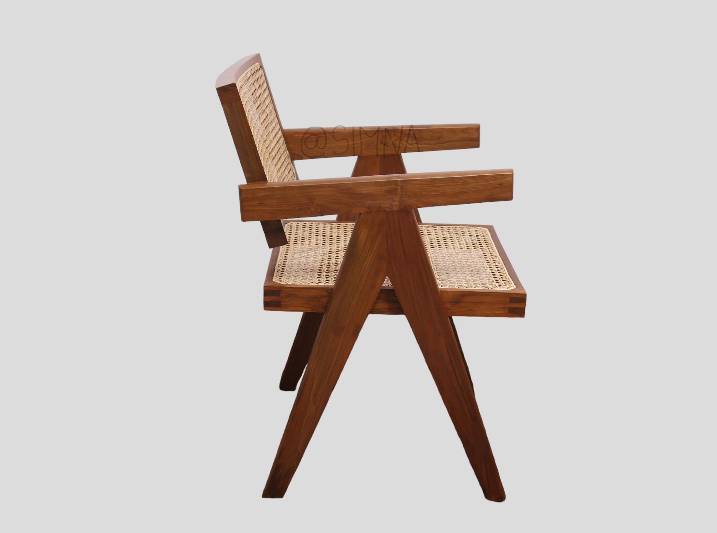 Teak Floating Back Chair: (PJ) Jeanneret Style, Handmade in India - Etsy
