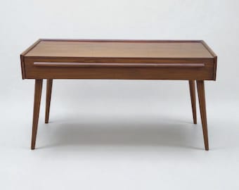 Mid-Century Modern Large Teak Desk: Solid Wood Office, Single Drawer