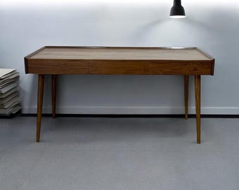 Solid Teak Mid-Century Modern Desk with Three Drawers