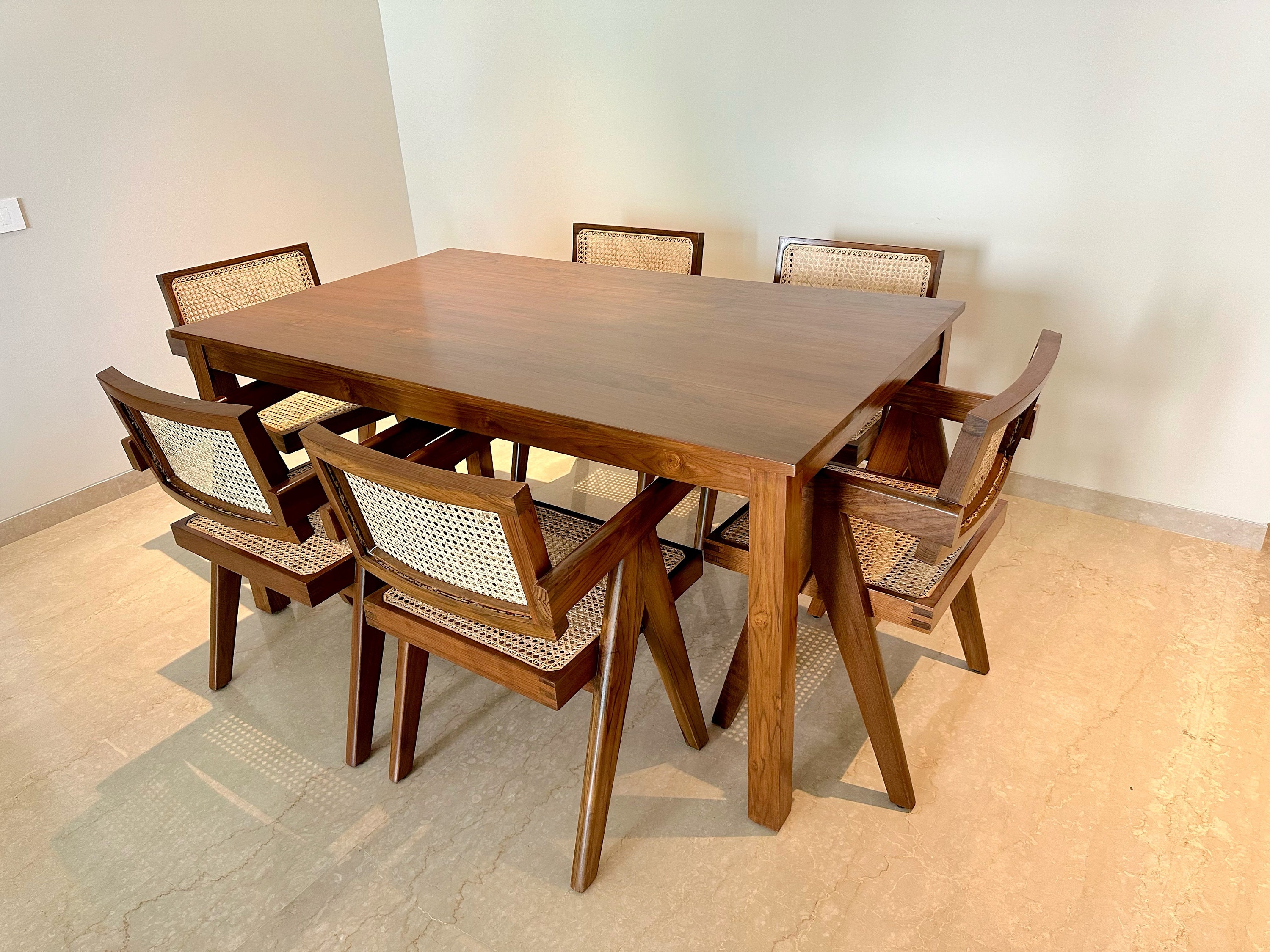 midcentury Solid teak rectangular dining table breakfast table handcrafted in India