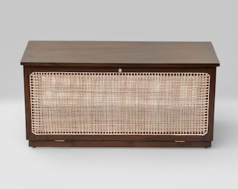 Solid Teak trunk,coffee table,(PJ) jeanneret inspired Storage Chest with Lift-Top and front