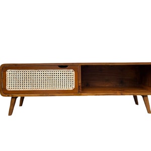 Midcentury kleiner massiver Teakholz Fernsehtisch, Media Dose, Plattenspieler