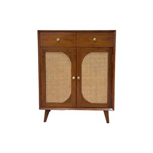 Solid teak sideboard,cabinet,shoe rack with natural cane doors handcrafted in India