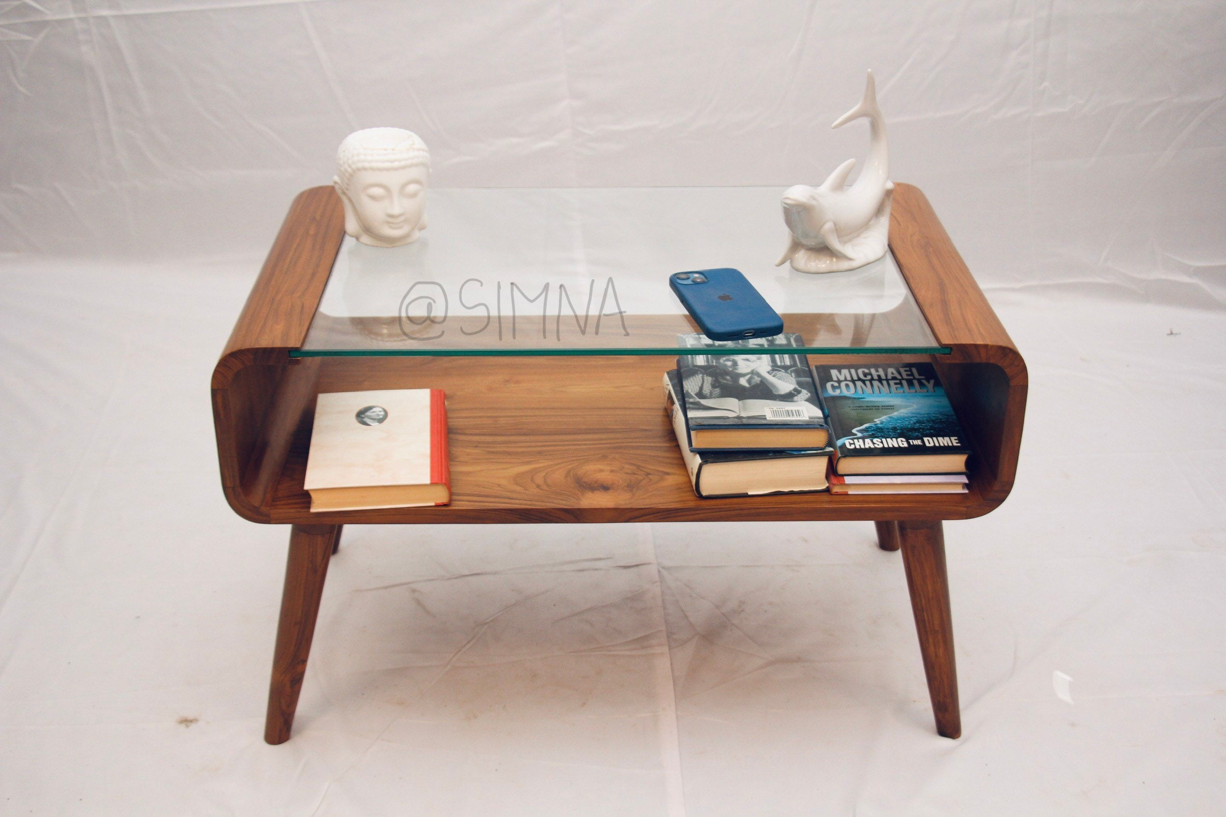 Mid century modern glass top coffee table deals
