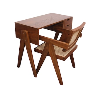 Mid century jeanneret(PJ) Chandigarh Vleg inspired solid teak writing table,desk,office desk handcrafted in India