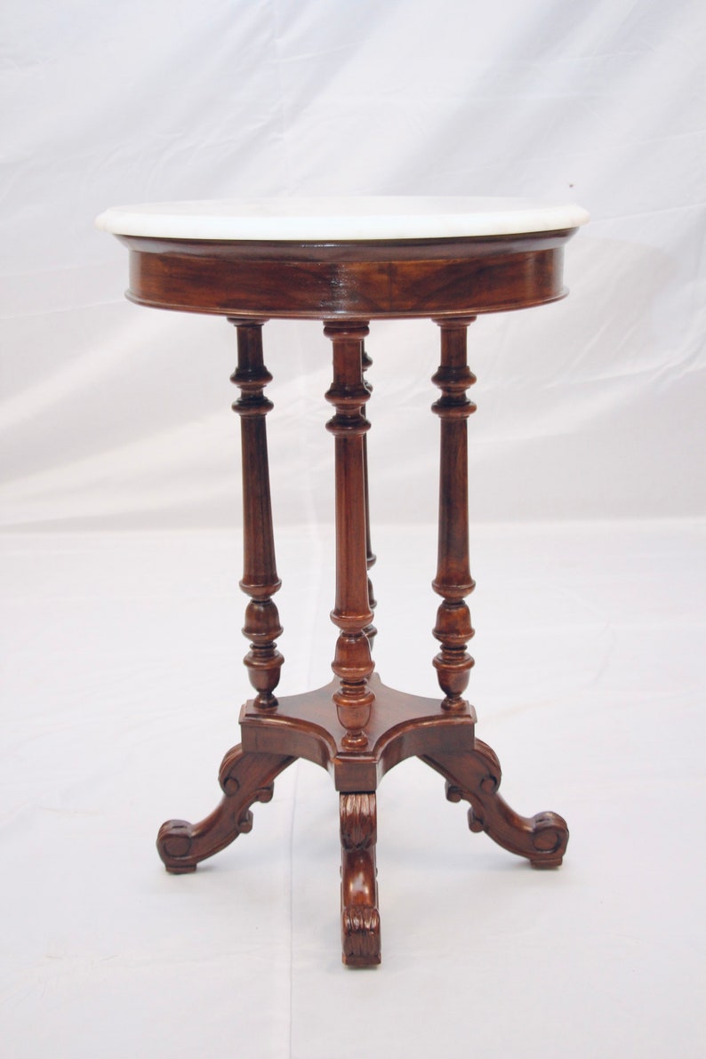 Teakwood Marble Side Table With Scroll Legs Handcrafted in Etsy