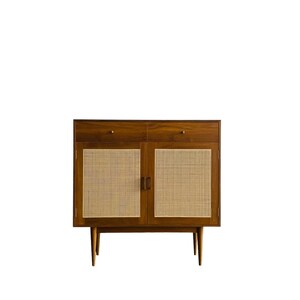 Massives Teakholz Sideboard,Schrank,Schuhregal mit natürlichen Rohrtüren handgefertigt in Indien