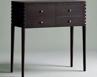 Mid-Century Teak Console Table: Scalloped Edge Entryway Table