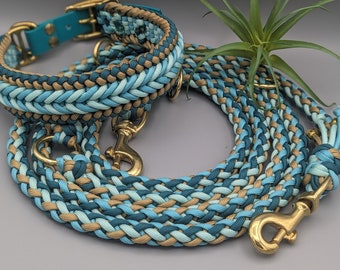 Paracord Halsband HAPPINESS & Leine GAUCHO in Wunschfarben