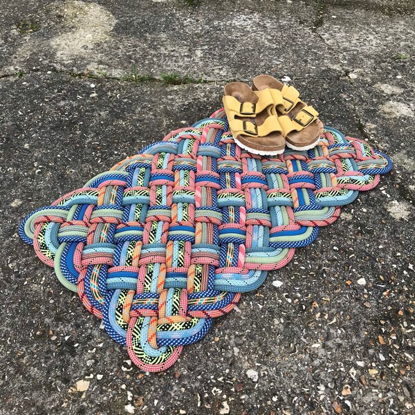 Rope Mat Up-cycled and handmade. Mat, Rug, Hall Runner, Door Mat, Floor Mat, Indoor Mat, Climbing 70x40cm