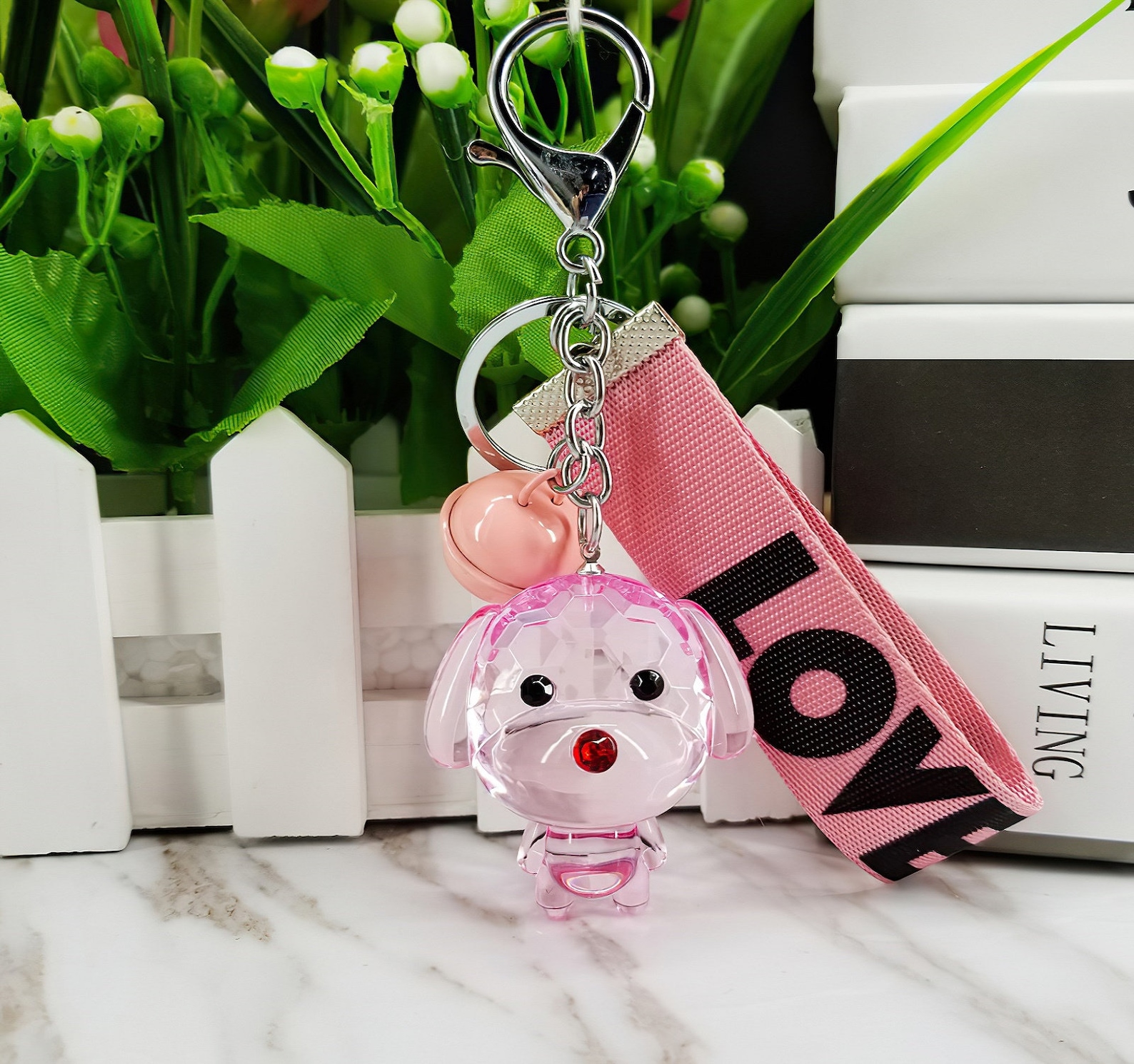 Handmade Cute Love Keychains Pink Keychain Cute Dog Keychain Etsy