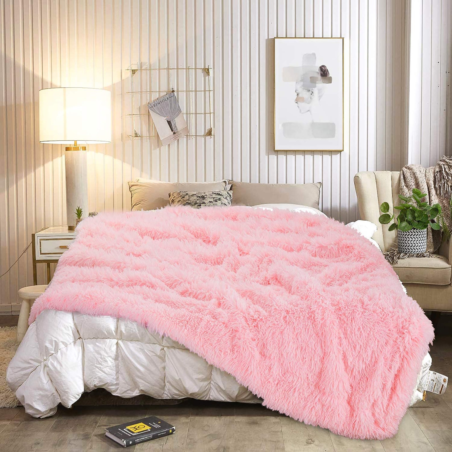 Pink Faux Fur Throw Super Soft Blanket Fluffy Blanket Etsy