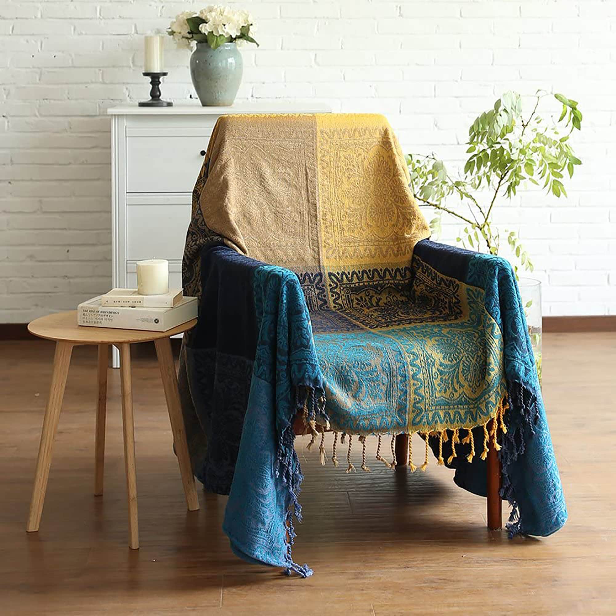 Blue Bohemian Tribal Pattern Throw Blanket Woven Throw Blanket Etsy