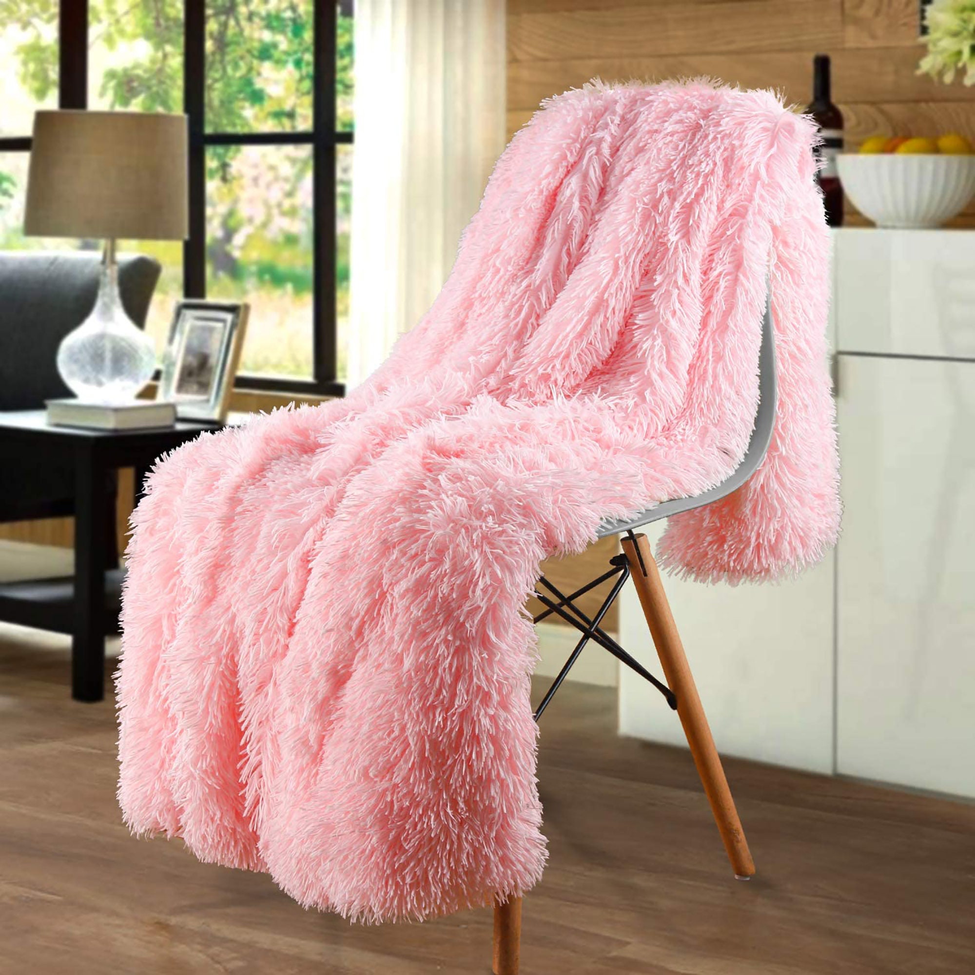 Pink Faux Fur Throw Super Soft Blanket Fluffy Blanket Etsy