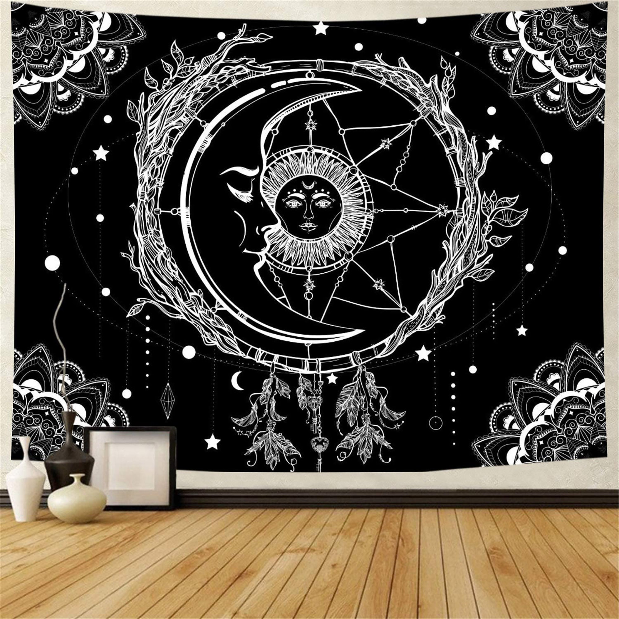 Moon and Sun Wall Hanging Art Tapestry Black and White Wall Etsy