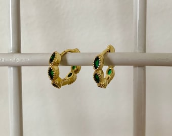 DITY emerald hoop earrings - pair of earrings for women in stainless steel - women's jewelry