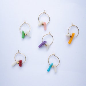 Pink MIZA hoop earrings - natural stones, shells & stainless steel - handmade