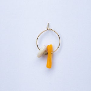 MIZA orange hoop earrings - natural stones, shells & stainless steel - handmade