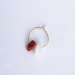 Créoles OLY rouge - pierres naturelles, coquillages & acier inoxydable - fait main