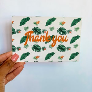50-100 Tropical Summer, Palm Leaf, Insert Cards, Thank you Physical Cards, , Small Business, Supplies, Shipping Supplies, Packaging