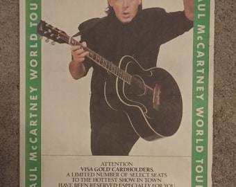 Paul McCartney Rare Concert Poster 1990