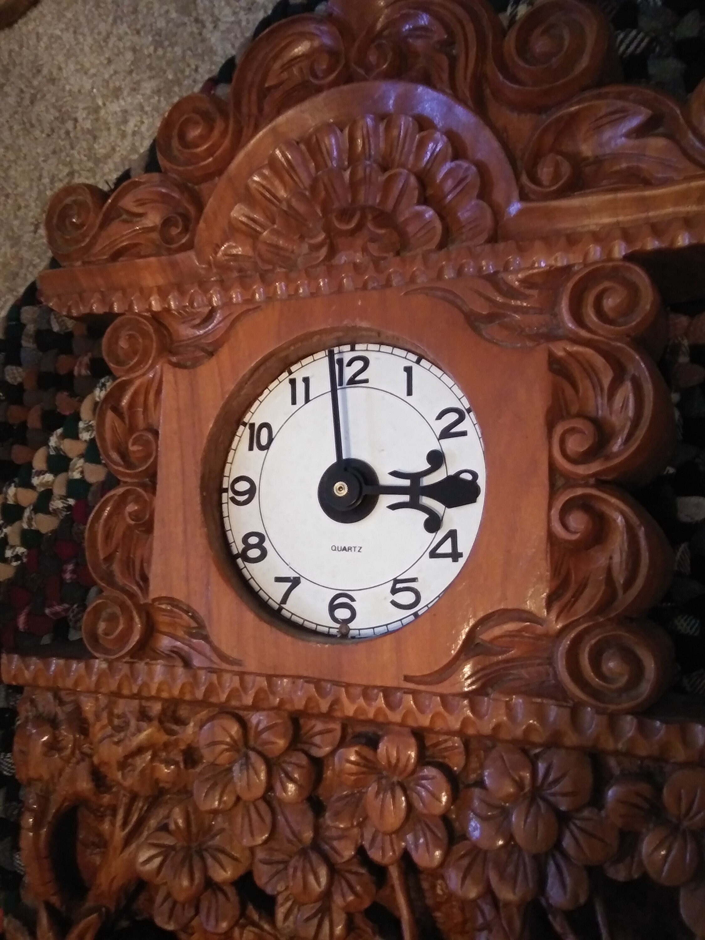 象の彫刻が施された木製時計 - Etsy 日本