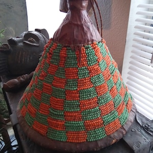 Africa Vintage Glass Beaded Straw Leather Hat