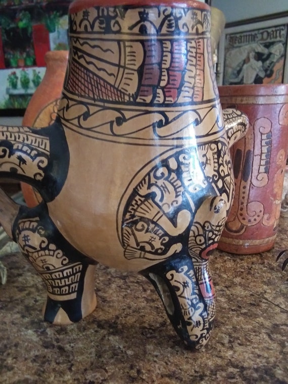 メキシコ陶器　マヤ マヤ文明のガラガラポット 1980年代 彩色 メキシコ - Etsy 日本