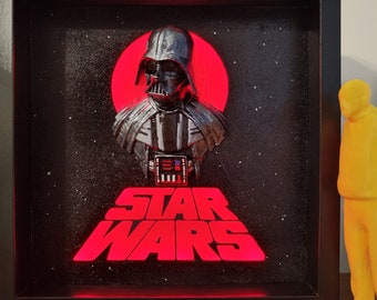 Darth Vader Star Wars 3D Shadow Box LED Lamp Gift Nerd Fan Art