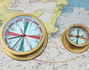 Silent Clock ∅ 180-110 mm Ship's Radio Room Clock Picture Marine Nautical Ship Antique Nautical Clock Vintage Maritime Art Wood Wall Decor