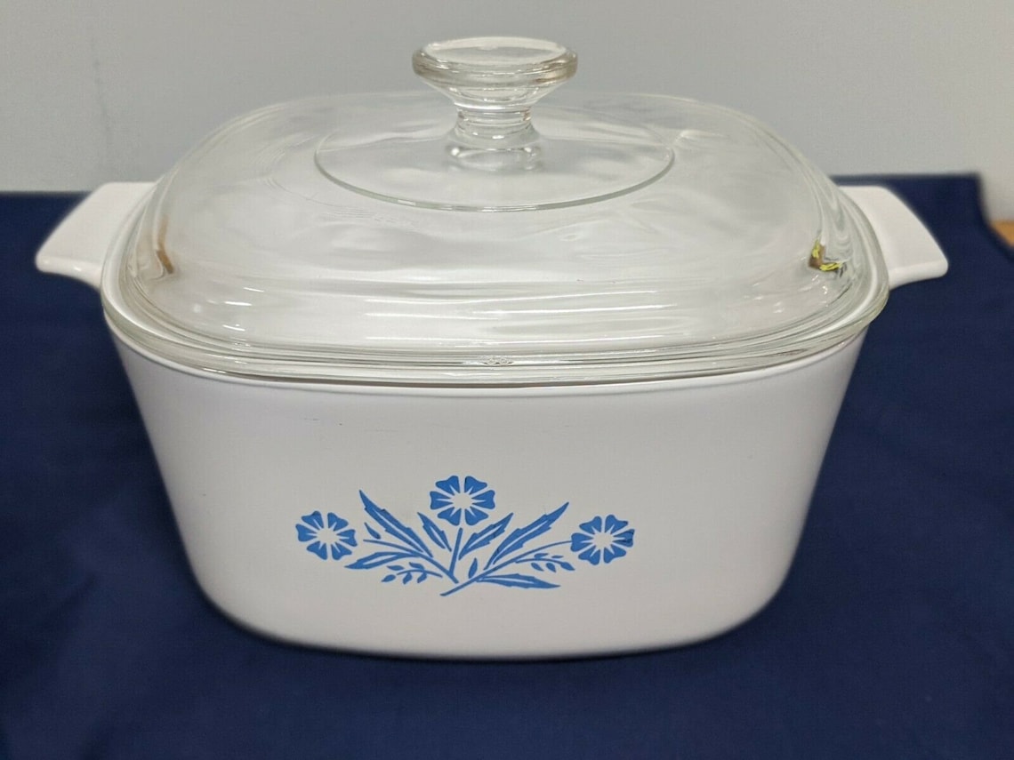 Corning Ware Blue Cornflower 3 QT Casserole Dish with Glass Etsy