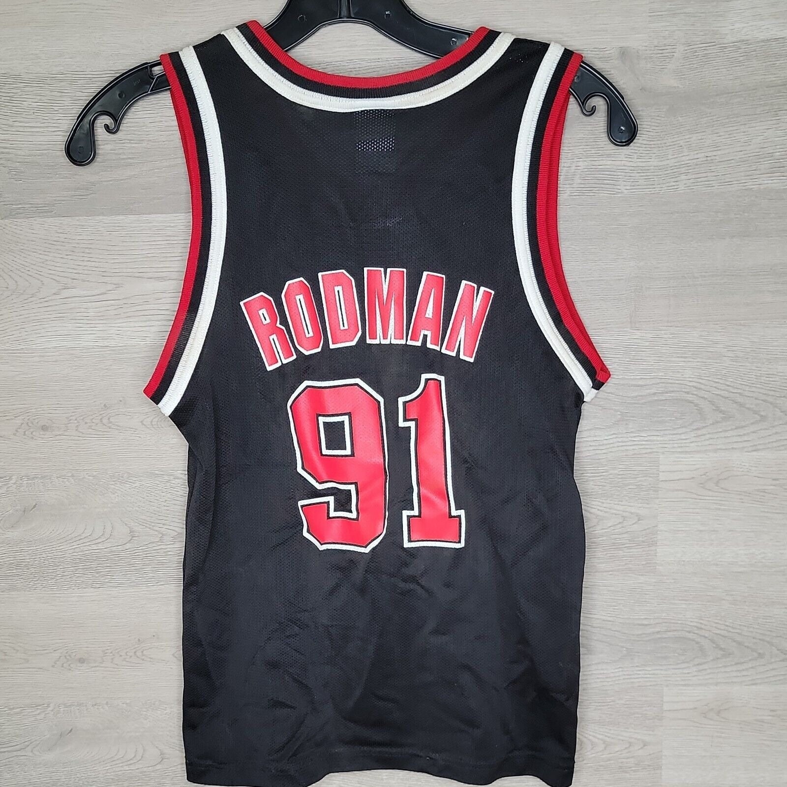 NWT Dennis Rodman Chicago Bulls Jersey Throwback Retro Black Pinstripe  (S-XL)