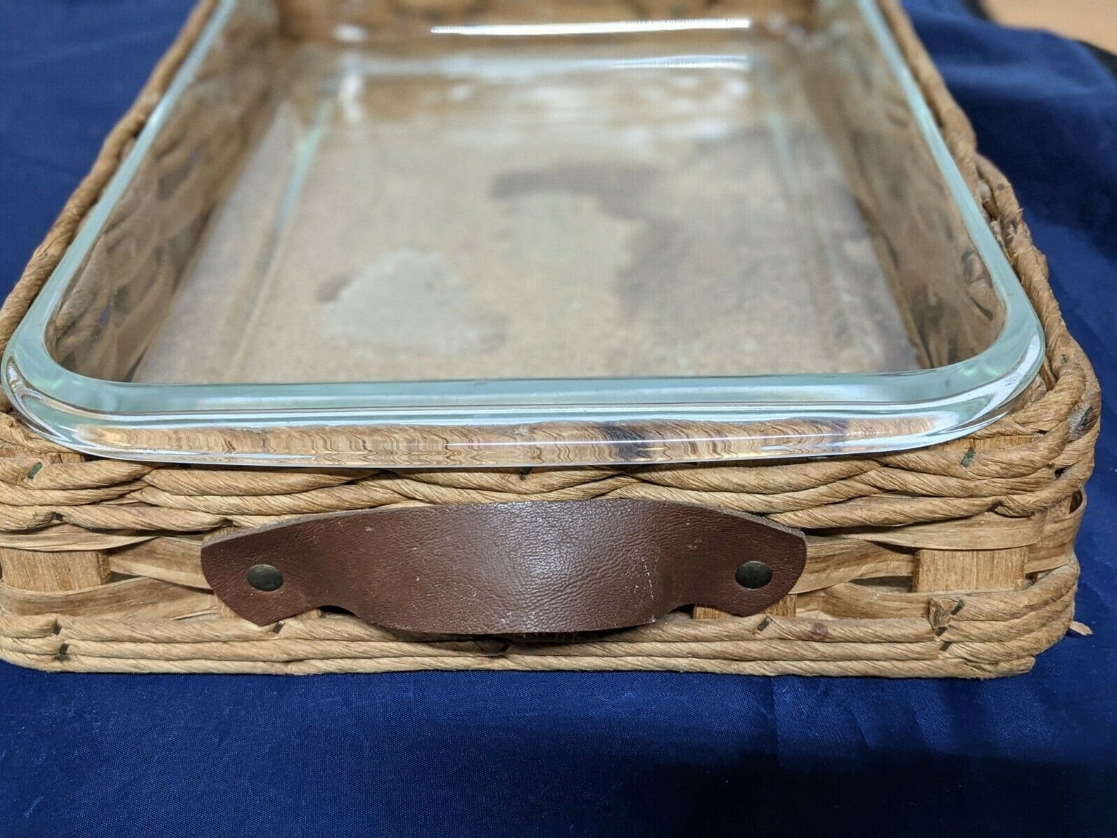Vintage PYREX 233N Baking Dish & Wicker Server Basket Tray Etsy