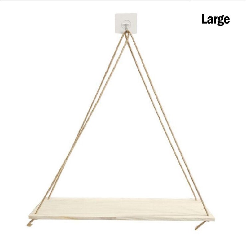 Wooden Rope Swing Wall Hanging Plant Flower Pot Tray Children Bedroom Rack Shelve Wall Shelf Sundries Storage Home Decoration