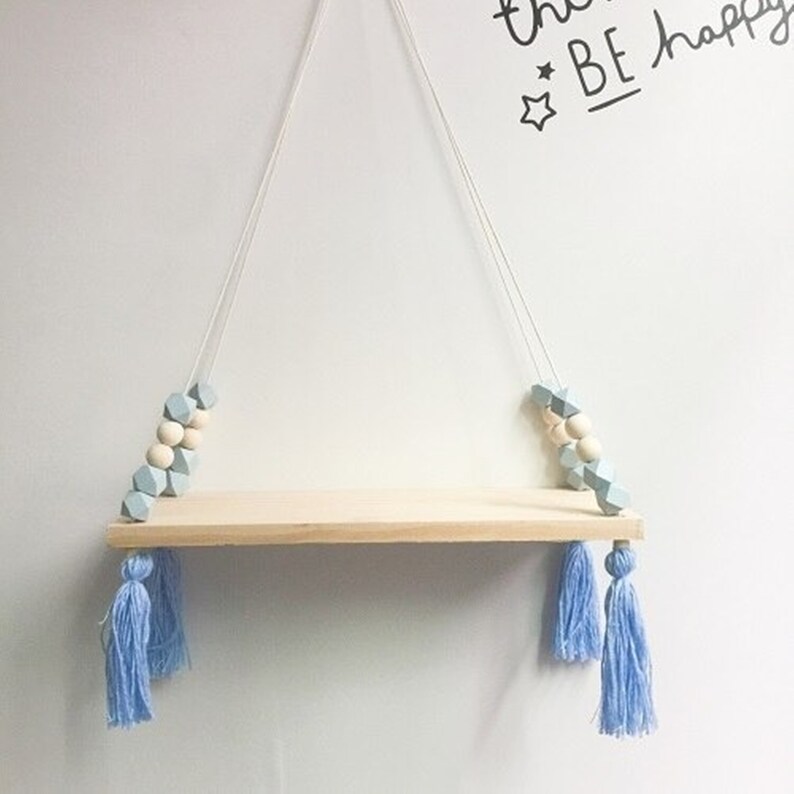 Wooden Rope Swing Wall Hanging Plant Flower Pot Tray Children Bedroom Rack Shelve Wall Shelf Sundries Storage Home Decoration