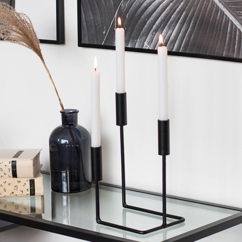 Black Candelabra Modern Metal Candlestick Metal Taper Candle Etsy