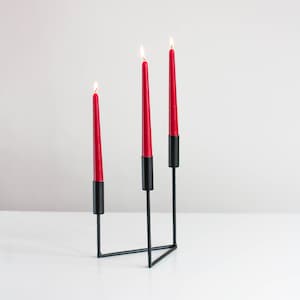 Black metal candle holder, Modern 3 taper candelabra, Metal taper candle holder, Modren metal candelabra for Christmas, Gift
