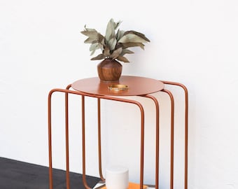 Nightstand, Bedside table, Coffee Table for Living Room, Shelf unit, Plant stand, Vinyl record storage, Terracotta nighstand