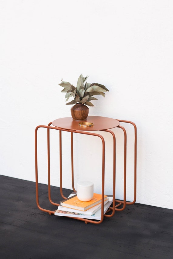 Terracotta Nightstand: Modern Bedside Table with Shelf