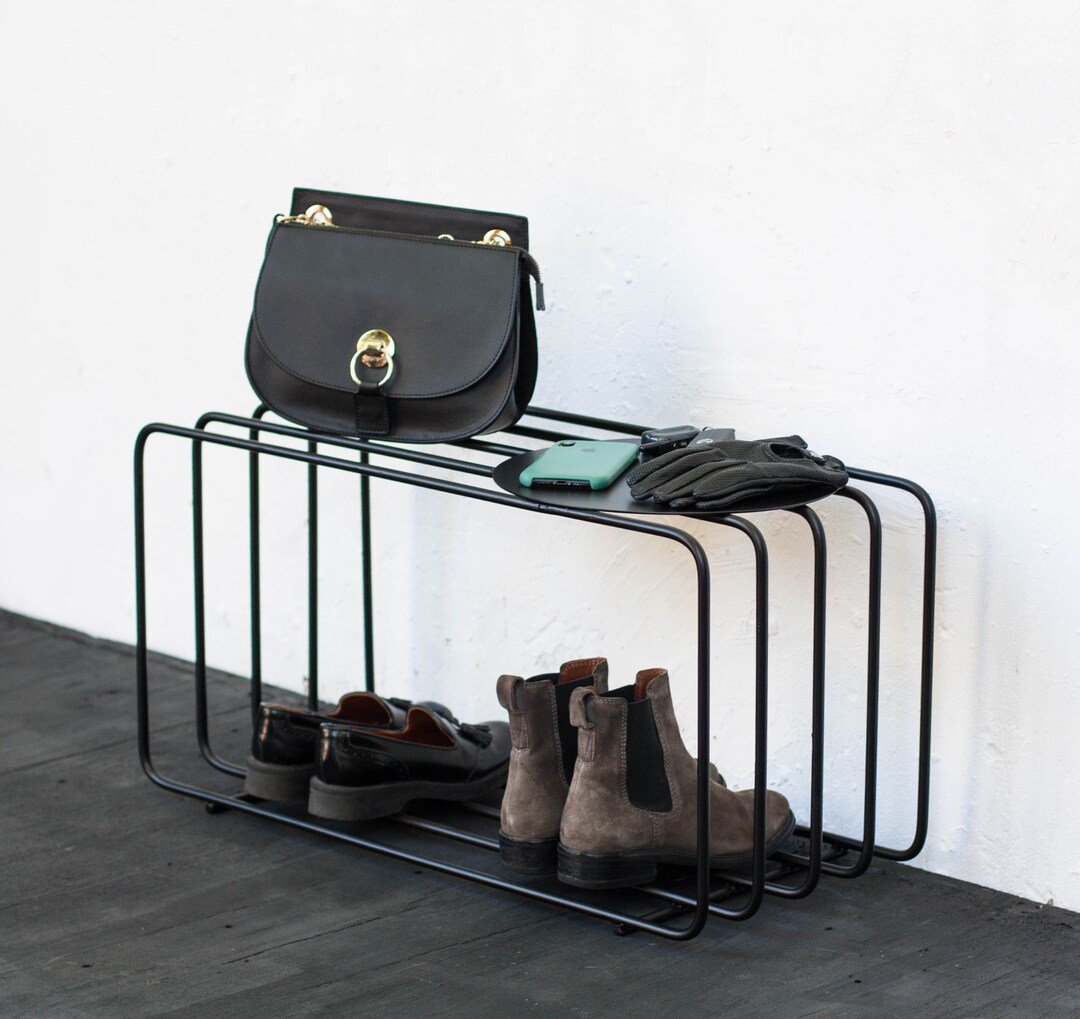 Mid-century Entryway Shoe Rack Black Metal Shoe Bench Metal - Etsy