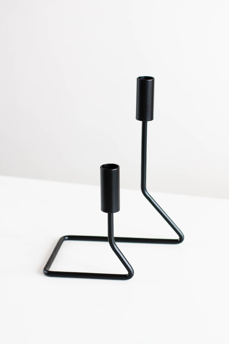 Metal Candle Holder Table Metal Candlestick Black Etsy