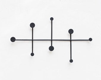Black wall hanger, Metal wall hooks for clothes, Modern clothes hanger, Wall coat hooks, Metal wall rack with hooks, Clothes hanging rack