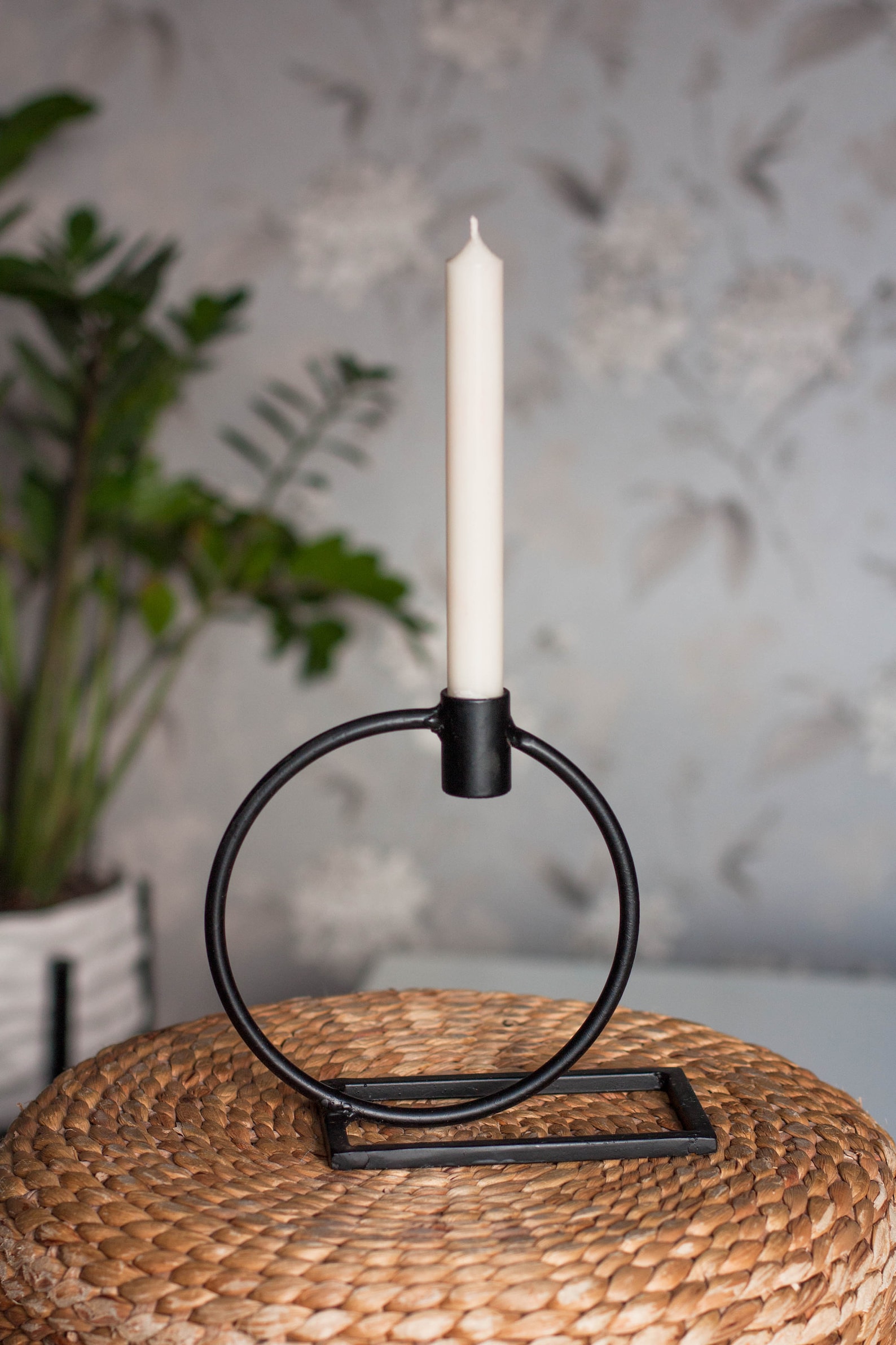 Round Circle Metal Candle Holder / Modern Black Metal Candle Etsy