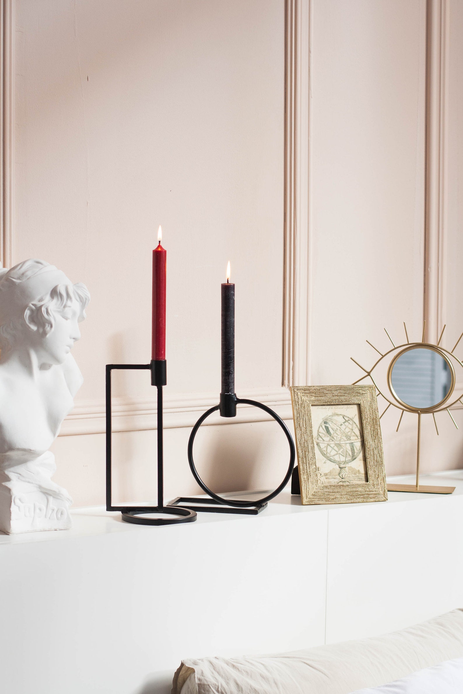 Black Candelabras set 2 Pieces Modern Metal Candlesticks Etsy