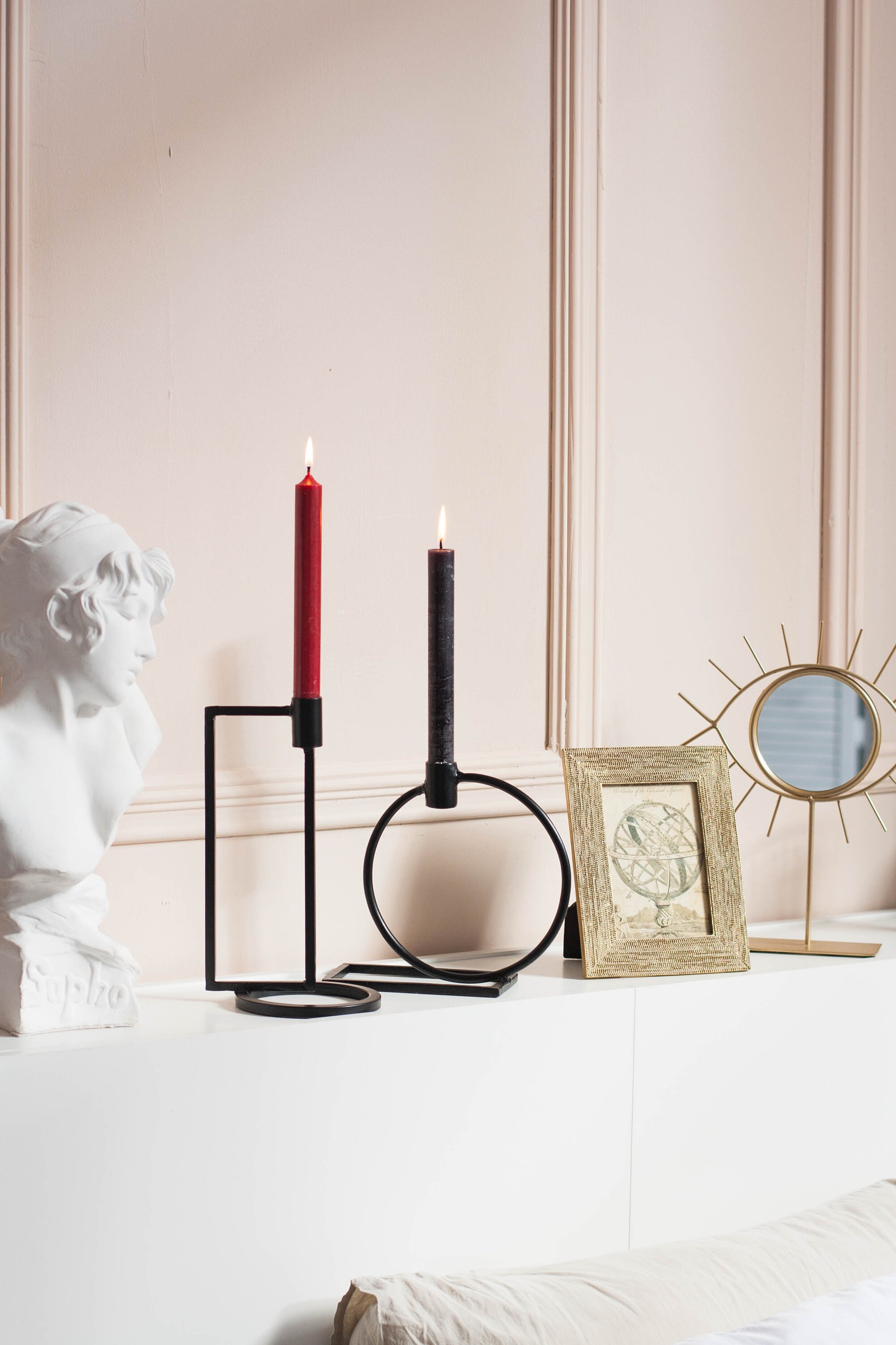 Black candelabras set 2 pieces Modern metal candlesticks Etsy