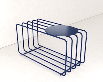 Blue modern shoe rack, Low shelving unit, Metal shoe stand, Stand for shoes, Shoe bench, Modern stand for shoes, Colorful bookcase, TV stand