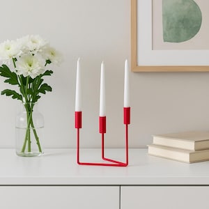 Deep Red Minimalist Candle Holders – Wedding Table Decor & Modern Gift Idea. Modern Candle Holder – Sleek Design for Home and Wedding Decor
